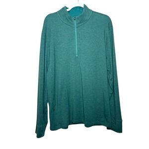 Prana Breathe Quarter Zip Pullover Mens XL Long Sleeve‎ Green Athletic Top